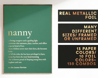 Nanny Definition Gold Foil Print Poster Wall Art  | Birthday Gift For Nanny | Present | Minimalist | Metallic Foil Poster F508