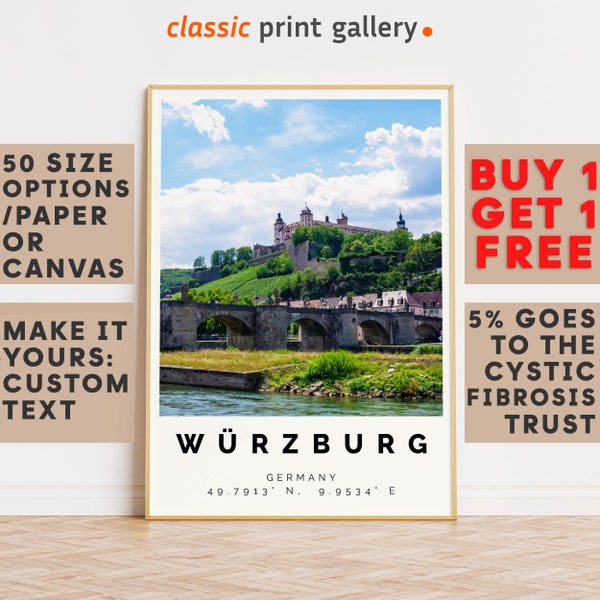 Wurzburg Poster Colorful Print, Wurzburg Wall Art, Wurzburg Photo Decor, Gift Travel Print,Bavaria,Travel Wall Art,Housewarming Gift,9230