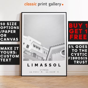 Limassol Poster Black and White Print, Limassol Wall Art, Limassol Travel Poster, Limassol Photo Print,Cyprus,6095