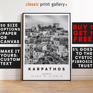 Karpathos Poster Black and White Print, Karpathos Wall Art, Karpathos Travel Photo, Karpathos Map, Greece Poster, Greece Print, 3672