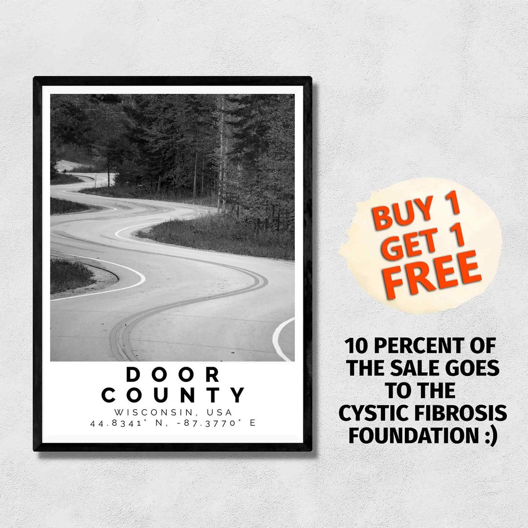 Door County Poster Black and White Print Door County Wall Etsy