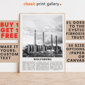 Wolfsburg Print, Wolfsburg Wall Art, Wolfsburg Black and White Poster, Personalized Birthday Travel Gift Present Photography Germany 12385a