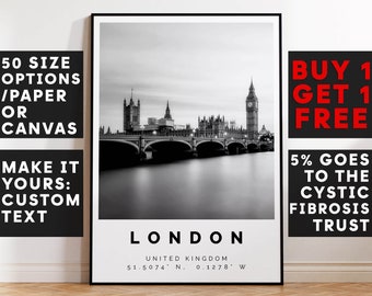 London Poster Print, London Wall Art, Housewarming Gift, Housewarming, Large Wall Art, Living Room Art, New Home Gift  2743