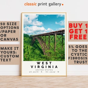 West Virginia Poster Colorful Print, West Virginia Wall Art, West Virginia Photo Decor, West Virginia Gift Travel Print,Gift For Her,8339