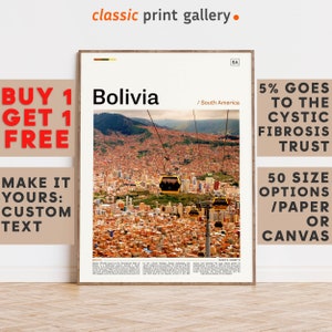 Bolivia Print, Bolivia Wall Art, Bolivia Color Poster With Text, Personalized Birthday Travel Gift Present, South America 11513b1