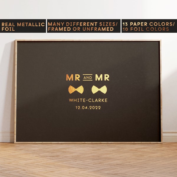 Gold Foil Gift For Gay Couple | Gay Customizable | Couple Gifts | Wedding | Gay Couple Metallic Foil Gift | Gay Print | A3 A4 F123