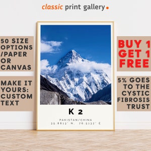 K2 Poster Colorful Print, K2 Wall Art, K2 Photo Decor, K2 Gift Travel Print,Pakistan,Vacation Art,10149