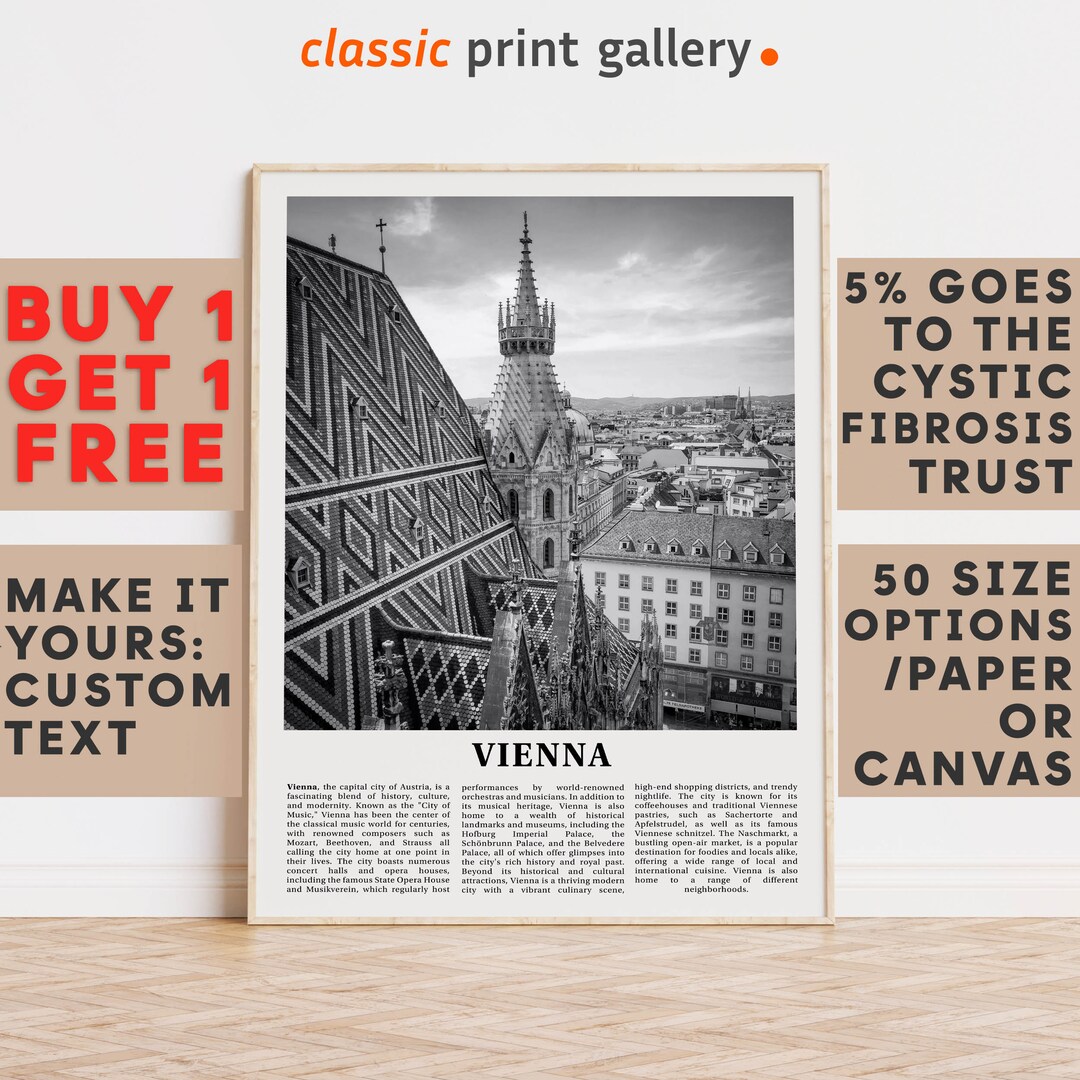 Vienna Print Vienna Wall Art Vienna Black and White Poster Etsy