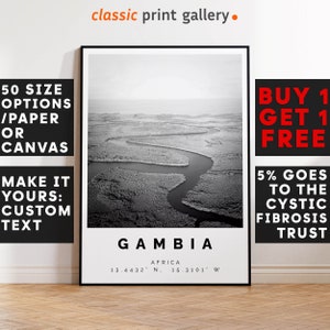 Gambia Poster Print, Travel Decor, Gambia Holiday Vacation Art, Minimal Decor, Minimalist Travel Poster,Colleague Leaving Gift, Africa,4696b