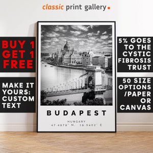 Budapest Print,Budapest Wall Art,Budapest Black and White Poster,Personalized Birthday Travel Gift Present Artwork Hungary 12436a1