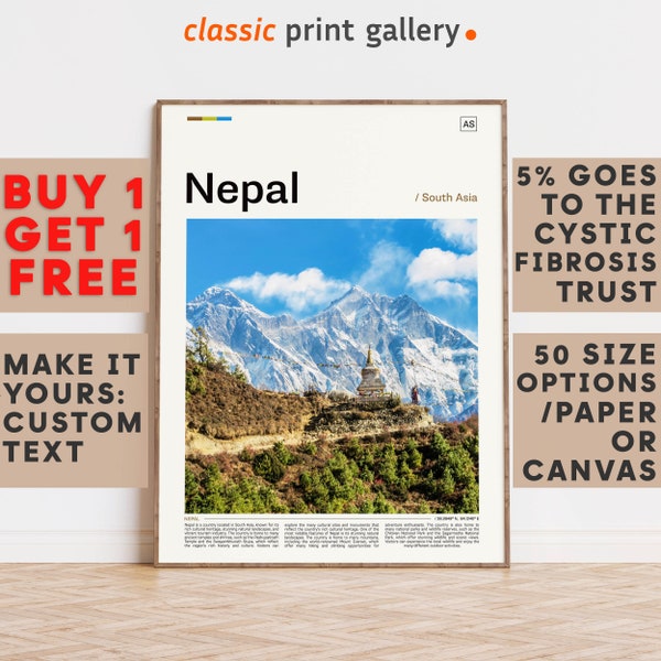 Nepal Print, Nepal Wall Art, Nepal Color Poster With Text, Personalized Birthday Travel Gift Present Photography  Artwork,Asia 12045b2