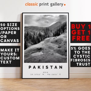 Pakistan Poster Black and White Print, Pakistan Wall Art, Pakistan Travel Photo, Pakistan Map, Asia Poster, Desi Print, 4452