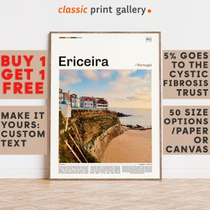 Ericeira Print, Ericeira Wall Art, Ericeira Color Poster With Text, Personalized Birthday Travel Gift Present Photography, Portugal 11684b