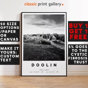 Doolin Poster Black and White Print, Doolin Wall Art, Doolin Travel Poster Photo, Doolin Map, Ireland Poster, Ireland Countryside, 3381