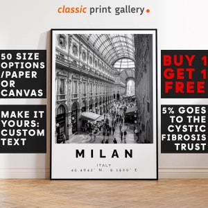 Milan Poster Black and White Print, Milan Wall Art, Milan Travel Poster, Milan Photo Print, Italy, Milano, Italia, 2883