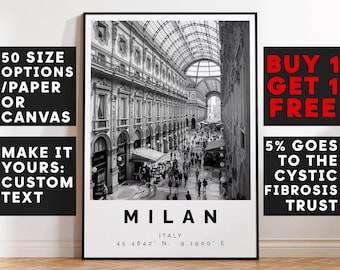 Milan Poster Black and White Print, Milan Wall Art, Milan Travel Poster, Milan Photo Print, Italy, Milano, Italia, 2883