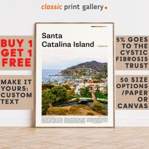 Santa Catalina Island Print, Santa Catalina Island Wall Art, Color Poster With Text, Personalized Birthday Travel Gift, USA 12209b