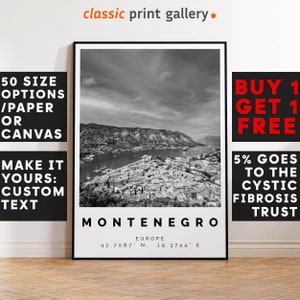 Montenegro Poster Black and White Print, Montenegro Wall Art, Montenegro Travel Poster, Montenegro Photo Print, Podgorica, Balkan,4645b