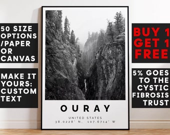 Ouray Print Black and White Photo, Ouray Wall Art, Ouray Travel Poster, Ouray Photo Print, Colorado Wall Art, Colorado Decor, 4470