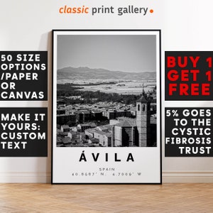 Avila Poster Black and White Print, Avila Wall Art, Avila Photo Print, Avila Gift Travel Decor,Spain,6811