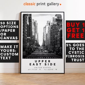 Upper East Side Poster Black and White Print,Upper East Side Wall Art,Upper East Side Travel Photo, Manhattan, New York, NYC, 3955