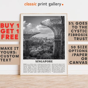 Singapore Print, Singapore Wall Art, Singapore Black and White Poster, Personalized Birthday Travel Gift Present Southeast Asia 12246a4