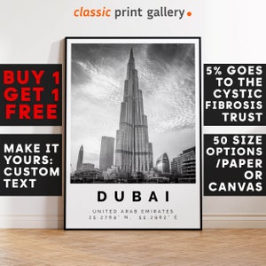 Dubai Print,Dubai Wall Art,Dubai Black and White Poster,Personalized Birthday Travel Gift Present Photography Artwork Uae 12467a