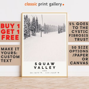 Skiing Poster,Squaw Valley Print,Squaw Valley Wall Art,Squaw Valley Colorful Poster,Winter Travel,Ski Resort,Ski Gift Usa 14853