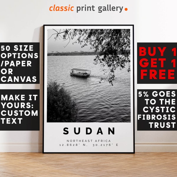 Sudan Poster Black and White Print, Sudan Wall Art, Sudan Photo Print, Sudan Gift Travel Decor,Africa,6225