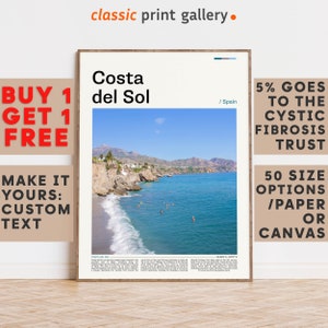 Costa del Sol Print, Costa del Sol Wall Art, Costa del Sol Color Poster With Text, Personalized Birthday Travel Gift Present, Spain 11624b