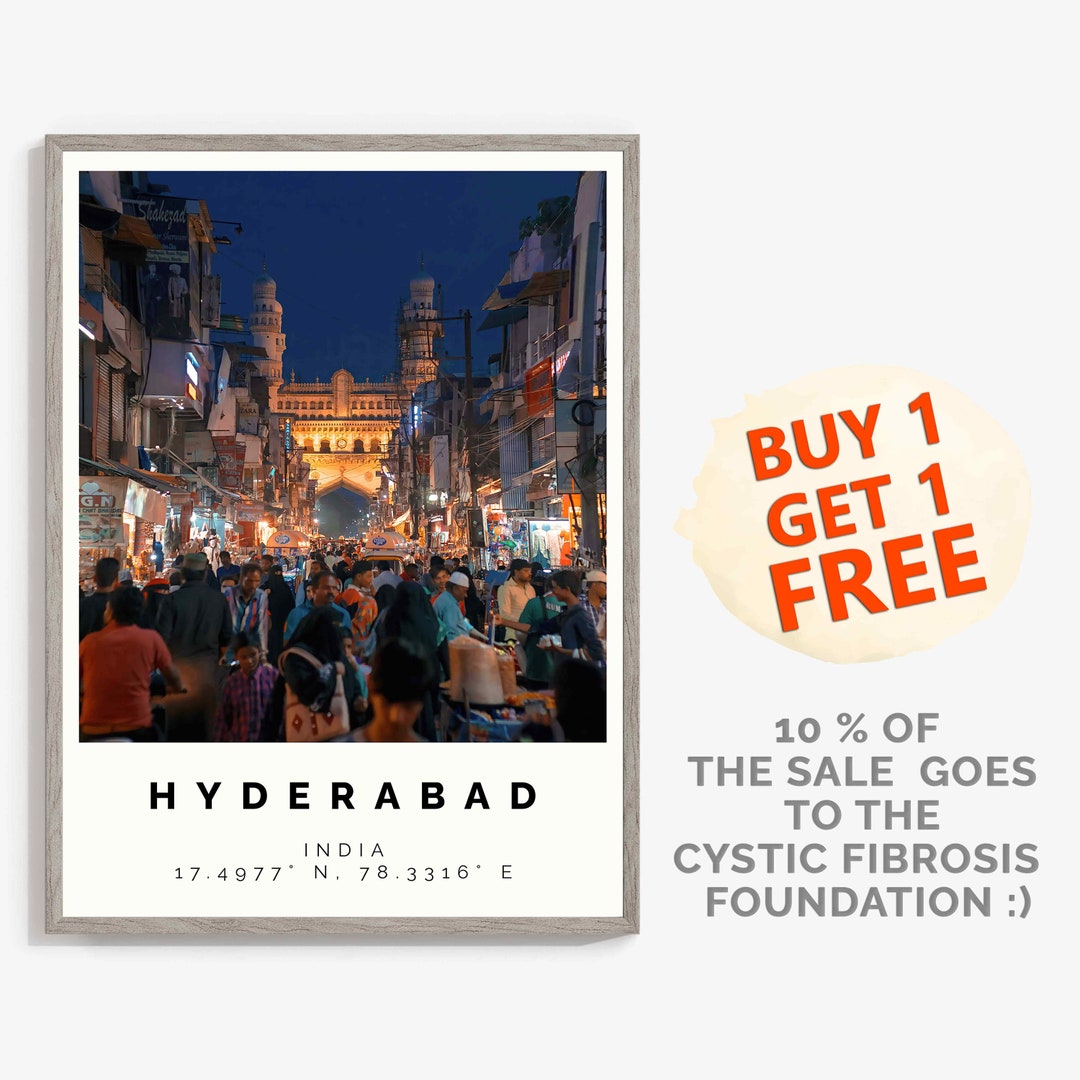 Hyderabad Poster Colorful Print Hyderabad Wall Art Hyderabad Etsy