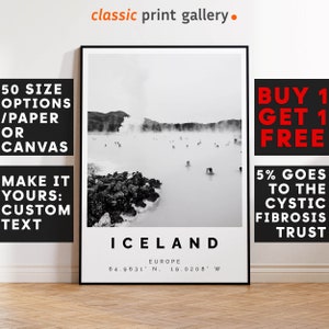 Blue Lagoon Poster Black and White Print, Blue Lagoon Wall Art, Blue Lagoon Travel Photo, Blue Lagoon Map, Iceland Poster, 3602