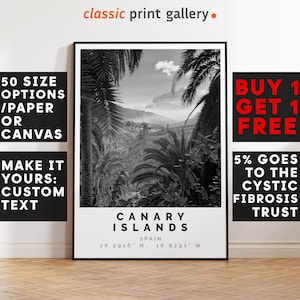 Canary Islands Poster, Canary Islands Print, Canary Islands Black and White Photographic Art, Coordinates Poster, Travel Gift, 3201