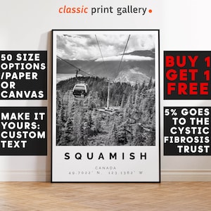 Squamish Poster Black and White Print, Squamish Wall Art, Squamish Travel Poster, Squamish Photo Print, British Columbia, Canada,4862
