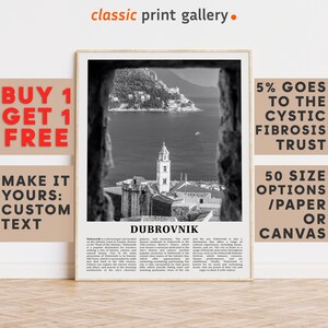 Dubrovnik Print, Dubrovnik Wall Art, Dubrovnik Black and White Poster, Personalized Birthday Travel Gift Present Photography Croatia 11667a1