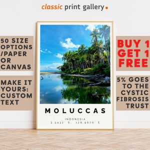 Moluccas Poster Colorful Print, Moluccas Wall Art, Moluccas Photo Decor, Moluccas Gift Travel Print,A5, A4, A3, A2, A1,10913