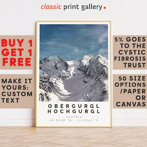Skiing Poster,Obergurgl-Hochgurgl Print Wall Art Colorful Poster,Winter Travel Photography,Ski Resort,Ski Gift Austria 14772