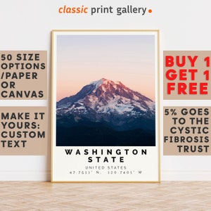 Washington State Poster Colorful Print, Washington State Wall Art,  Washington State Gift Travel Print,Large Wall Art,8345