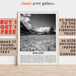 Poland Print, Poland Wall Art, Poland Black and White Poster, Personalized Birthday Travel Gift Present Photography  Artwork, Europe 12126a2