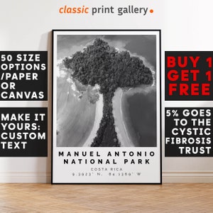 Manuel Antonio National Park Poster Black and White Print, Manuel Antonio Wall Art, Manuel Antonio Travel Poster, Costa Rica, 2822
