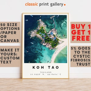 Koh Tao Poster Colorful Print, Koh Tao Wall Art, Koh Tao Photo Decor, Koh Tao Gift Travel Print,Surat Thani,Travel Wall Art,8219