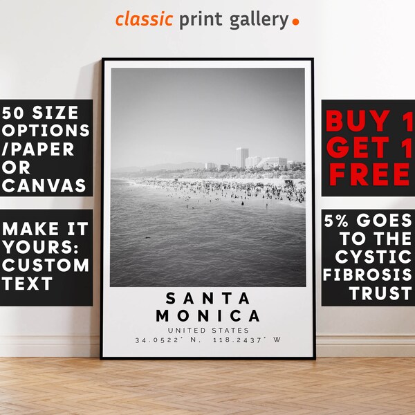 Santa Monica Poster Print,Santa Monica Wall Art, Housewarming Gift, Housewarming, Large Wall Art, Living Room Art, New Home Gift, 4231