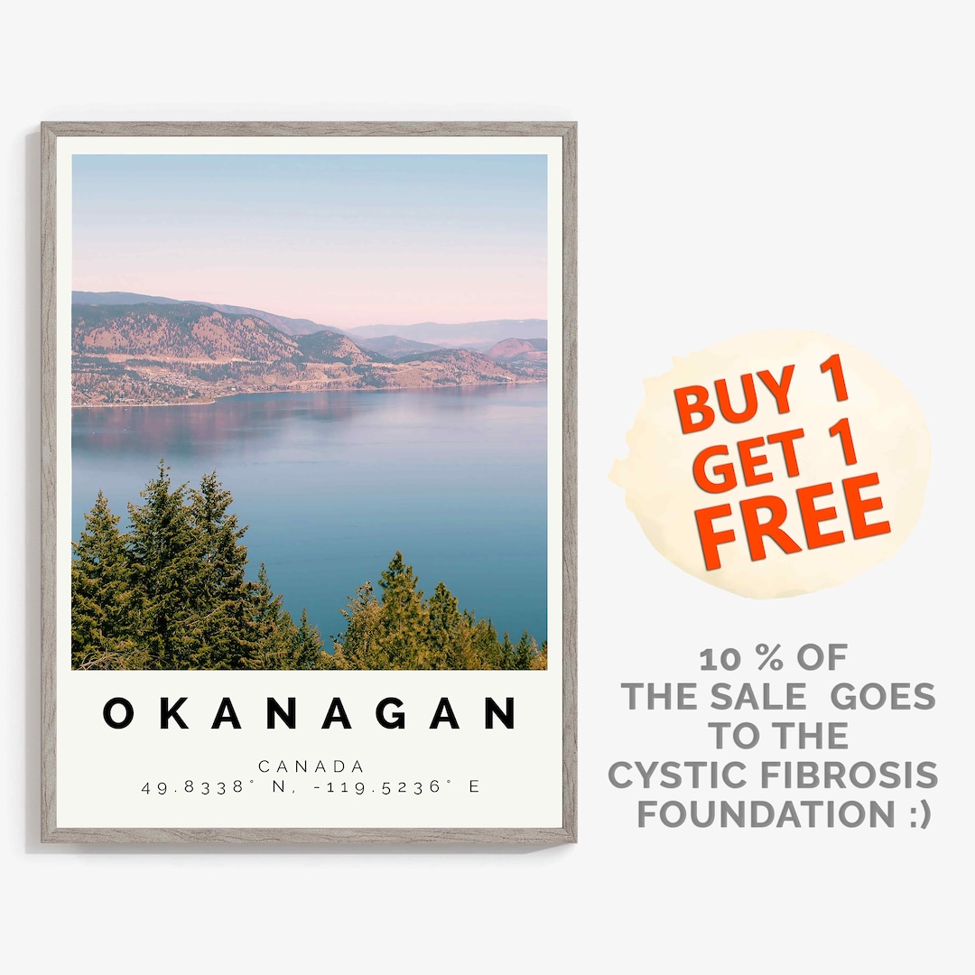 Okanagan Poster Colorful Print Okanagan Wall Art Okanagan Etsy