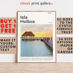 Isla Holbox Print, Isla Holbox Wall Art, Isla Holbox Color Poster With Text, Personalized Birthday Travel Gift Present, Mexico 11809b