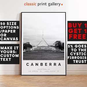 Canberra Poster Black and White Print, Canberra Wall Art, Canberra Travel Poster, Canberra Photo Print,New South Wales, Australia,4571b