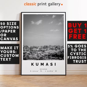 Kumasi Poster Black and White Print, Kumasi Wall Art, Kumasi Travel Poster, Kumasi Photo Print, Ghana,4715b