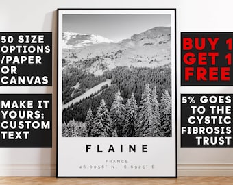 Ski Print, Flaine Skiing Poster Print, Winter Sport Gift, Skiing Art, Skiing Wall Art, Ski resort, Ski Gift, Ski Poster, 3441