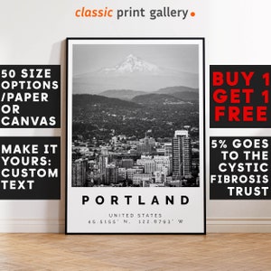 Portland Oregon Poster Black and White Print, Portland Wall Art, Portland Travel Photo, Portland Map, Oregon Poster, Oregon Print, 4358