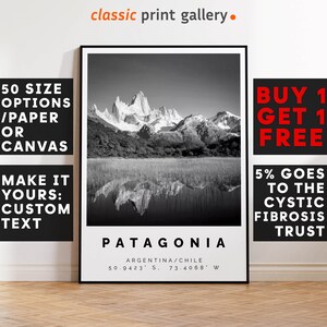 Patagonia Print Black and White Photo, Patagonia Wall Art, Patagonia Travel Poster, Patagonia Photo Print, Argentina Decor, 4429