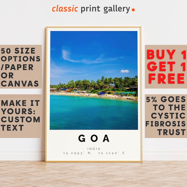 Goa Poster Colorful Print, Goa Wall Art, Goa Photo Decor, Goa Gift Travel Print,India,Housewarming Gift,10133